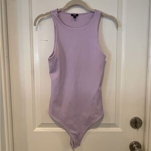 Express Lavender Body Contour Ribbed Sleeveless Bodysuit